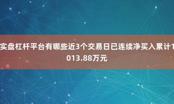 实盘杠杆平台有哪些近3个交易日已连续净买入累计1013.88万元